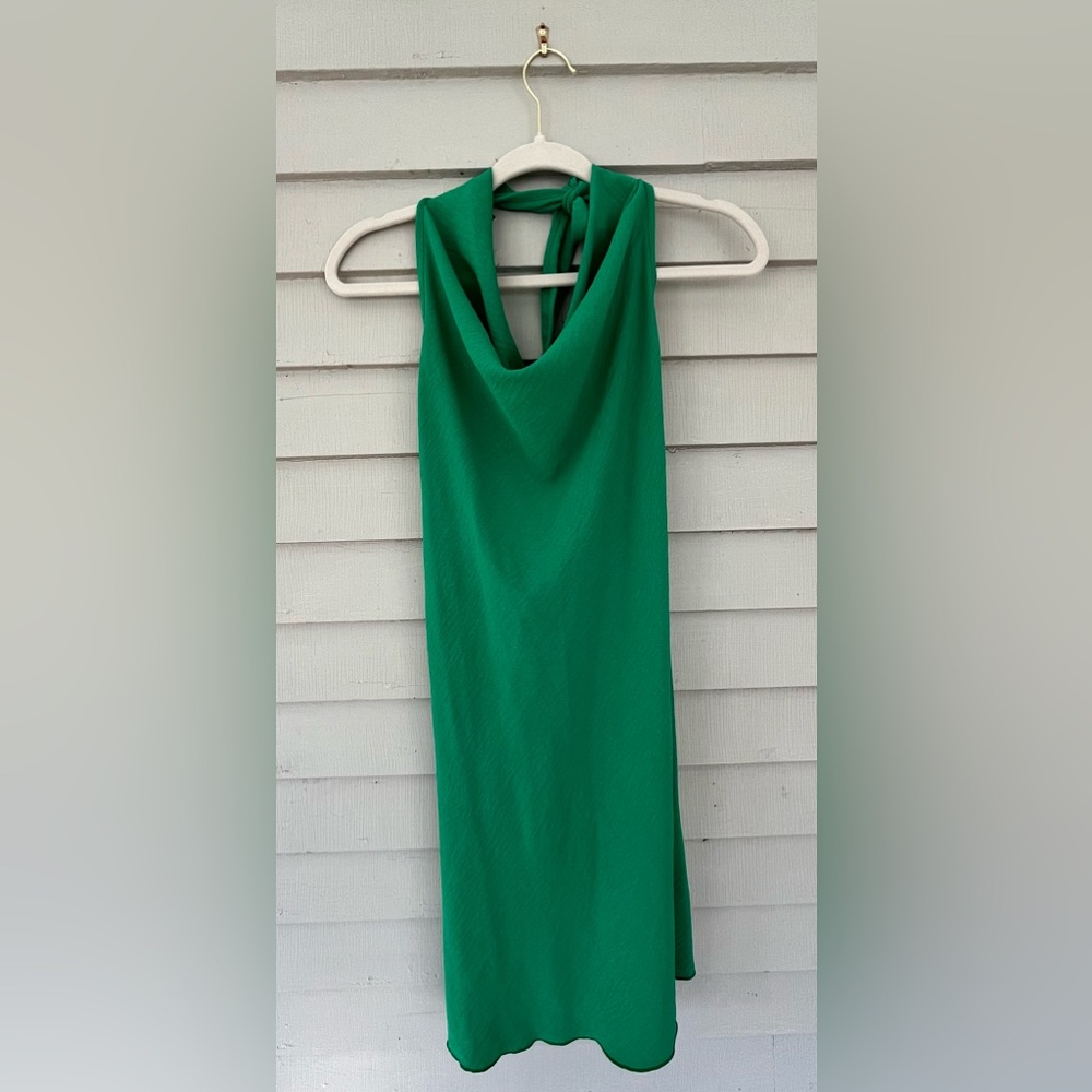 See You Monday - Emerald green short cowl-neck dress